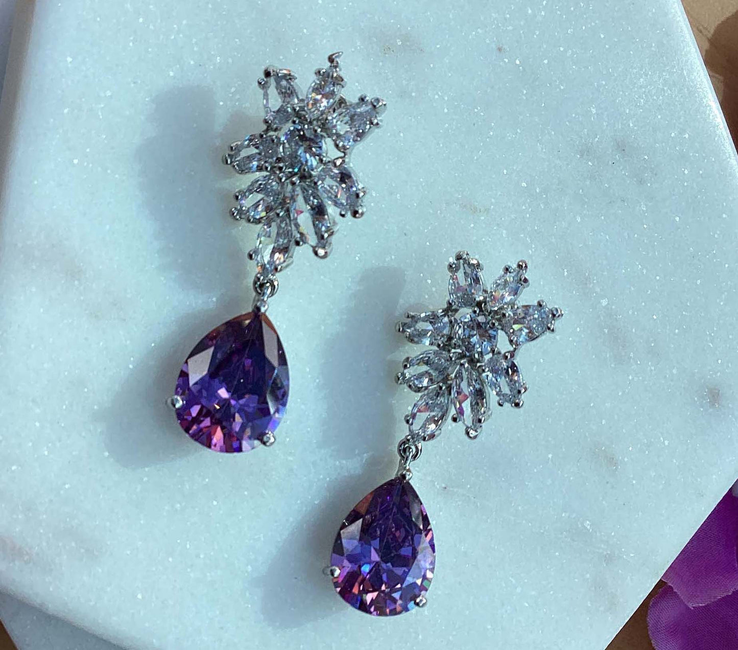 Earrings - Silver Purple