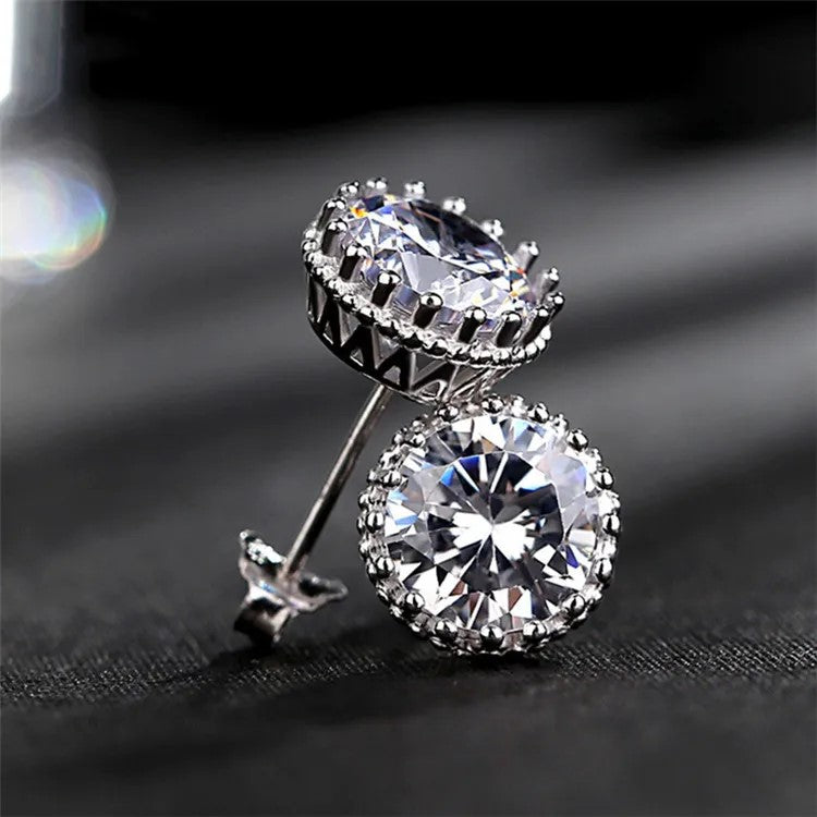 Earrings - Silver Stud Crown Setting